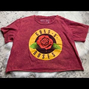 Guns N Roses Graphic Cropped Top Short Sleeve Sz L